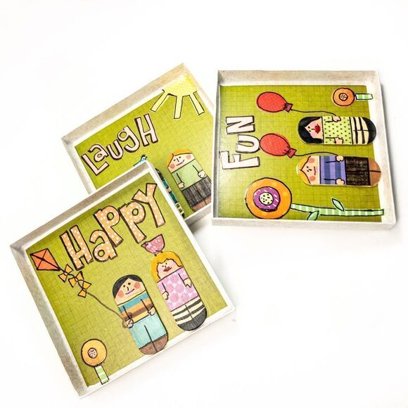 Handmade Paper Collage Art - Laugh, Happy, Fun - Picture 11 of 12